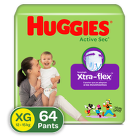 Pants Huggies Active Sec Xtra-Flex Etapa 4/XG, 64 uds