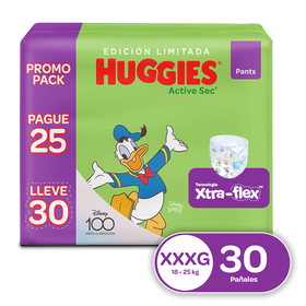 Pañales Huggies Active Sec Pants Etapa 6/XXXL 30U Edición Limitada Disney