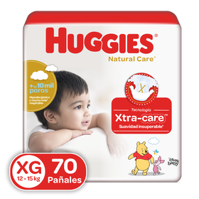 Pañales Huggies Natural Care Xtra Care Etapa 4/XG, 70uds
