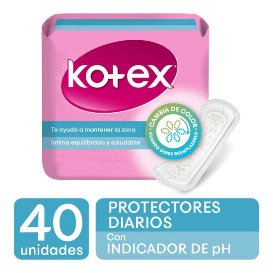 Protectores diarios Kotex con indicador de PH, 40 uds