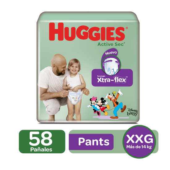 Pants Huggies Active Sec Xtra-Flex Etapa 5/XXG, 58uds