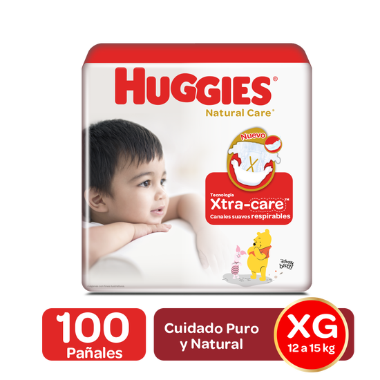 Pañales Huggies Natural Care Etapa 4/XG, 100uds