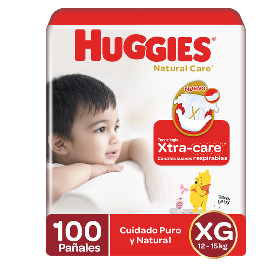 Pañales Huggies Natural Care Etapa 4/XG, 100uds