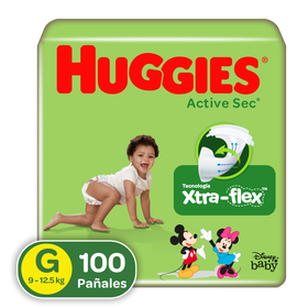 Pañales Huggies Active Sec Xtra-Flex Etapa 3/G, 100 Uds